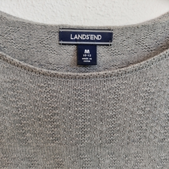 LANDS END Cotton Tunic Ombre Stripe Sky Blue Gray Long Boatneck Sweater 10-12 - Picture 4 of 11